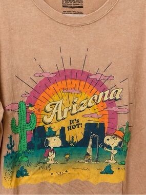 Peanuts Tan Tee with Multicolor Desert Sunset Graphic
